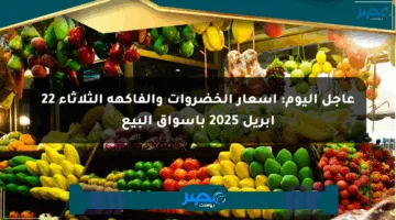 عاجل اليوم: أسعار الخضروات والفاكهة الثلاثاء 22 أبريل 2025 بأسواق البيع